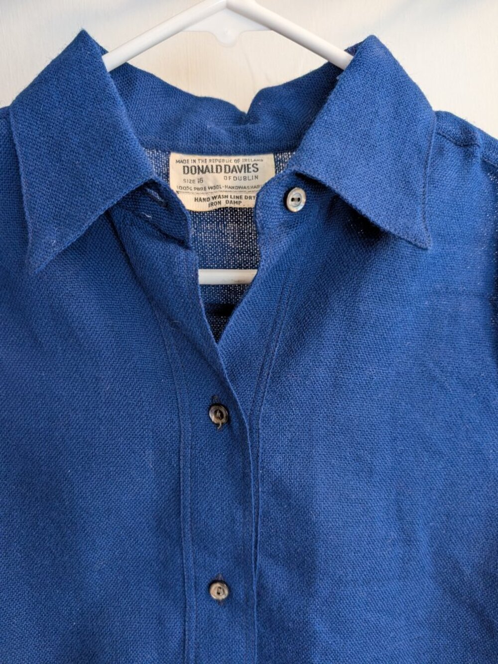 Vintage Donald Davies Irish blue wool shirtdress - Picture 6 of 12